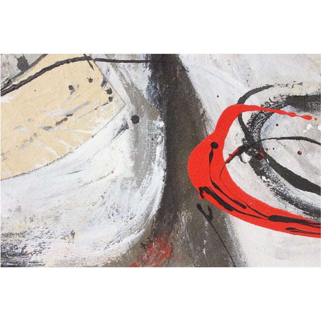 Jackson Pollock Midcentury Modern Abstract Painting, Titled Figures in Red, Framed, by Rosemarie Cherundolo, 1970s For Sale - Image 4 of 8