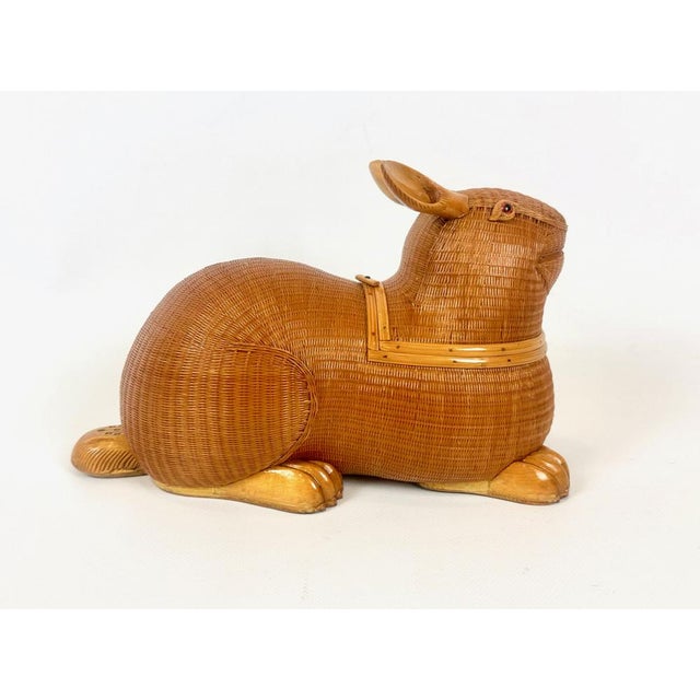 Shanghai Zhejiang Handicrafts Collection Wicker Rabbit Box, 1950s, in Very Good conditions. Designed 1950 to 1959 This...