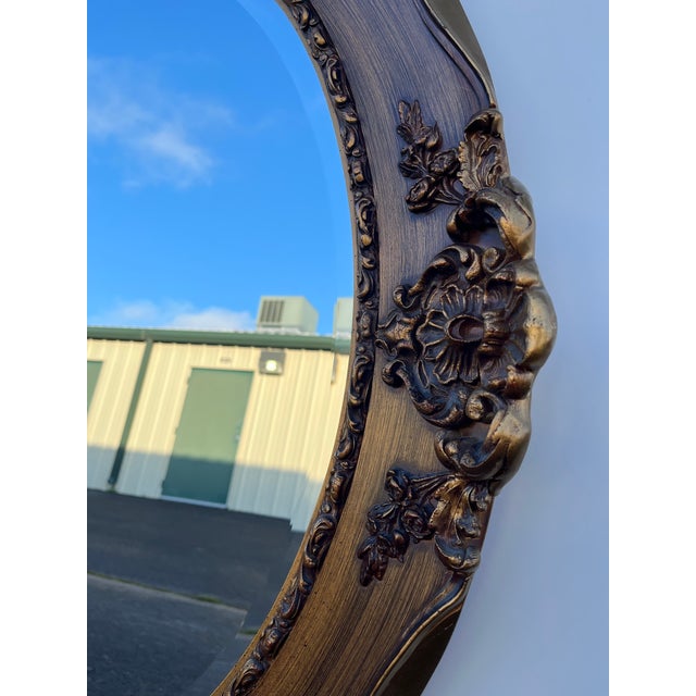 J Olson Beveled Glass Oval Mirror in Gilded Frame For Sale - Image 9 of 12