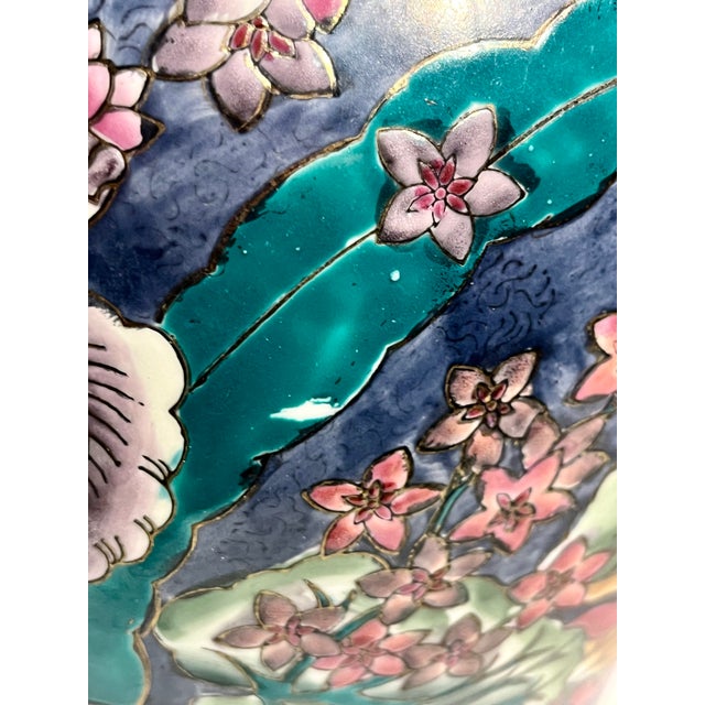 Vintage Chinese Floral Fish Bowl Cachepot in Purple and Pink For Sale - Image 10 of 12