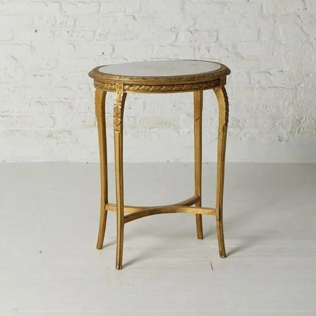 French 19th Century Marble & Oak Tea Table For Sale - Image 3 of 6