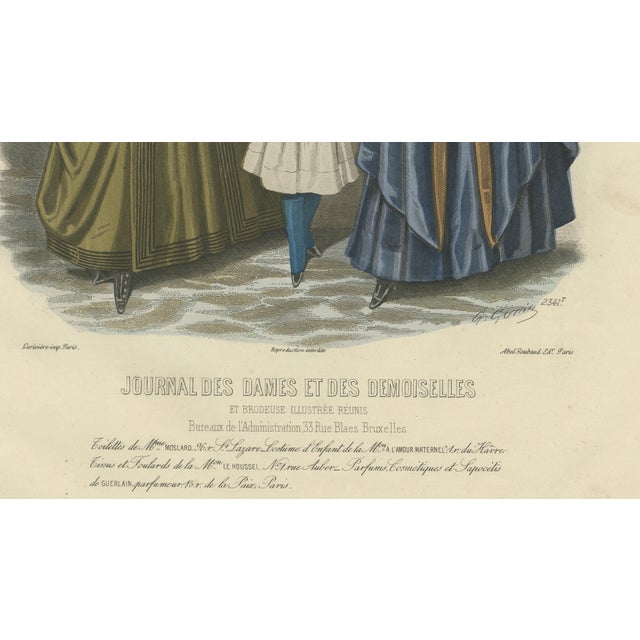 French Fashion Print, Parisian Ladies and Child Interior Scene, 1887, Paper For Sale - Image 9 of 10