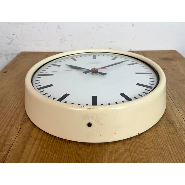 Beige Vintage Beige School Wall Clock from Van Doorn, 1960s For Sale - Image 8 of 18