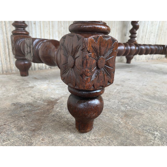 19th Spanish Walnut Desk With Two Drawers and Solomonic Turning Legs For Sale - Image 12 of 13