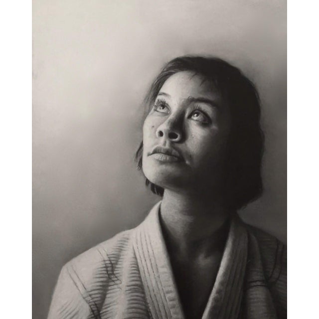 Girl Look Up by Jenna Ringuette | Charcoal on Arches 140lb Paper Portrait of a woman looking up. For Sale