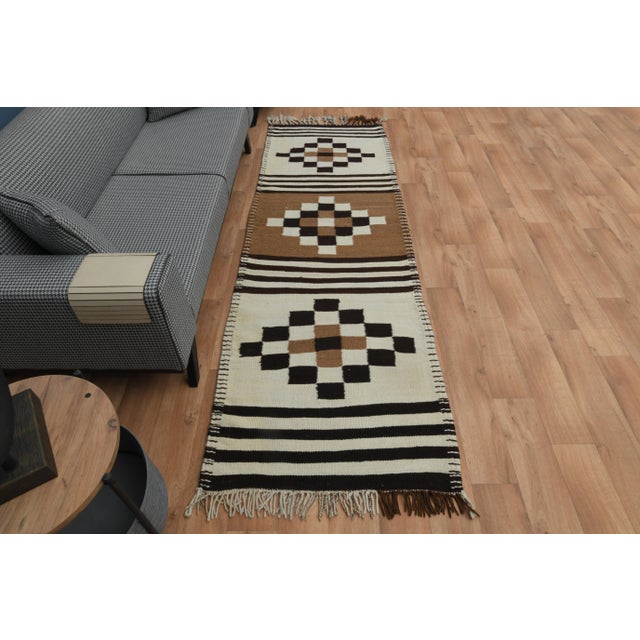 Vintage Turkish Hand-Knotted vintage rug is a semi-antique vintage runner rug.'70s Eastern region of Turkey's unique rug...