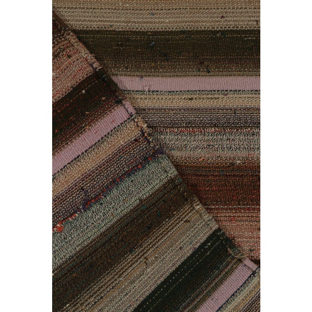 Textile Handwoven Vintage Turkish Kilim Rug in Polychromatic Striped Pattern For Sale - Image 7 of 7