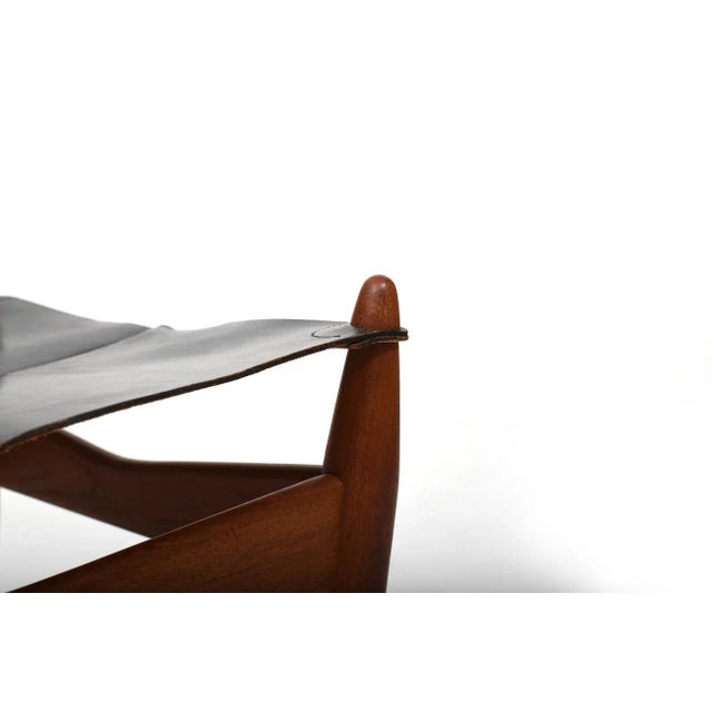 Mid-Century Teak & Leather Ottoman by Illum Wikkelsø, Denmark, 1960s For Sale - Image 4 of 10