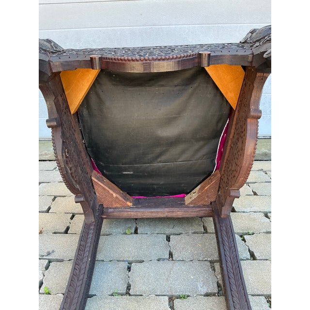 Antique Anglo-Indian Carved Teak Side Chair For Sale - Image 12 of 12