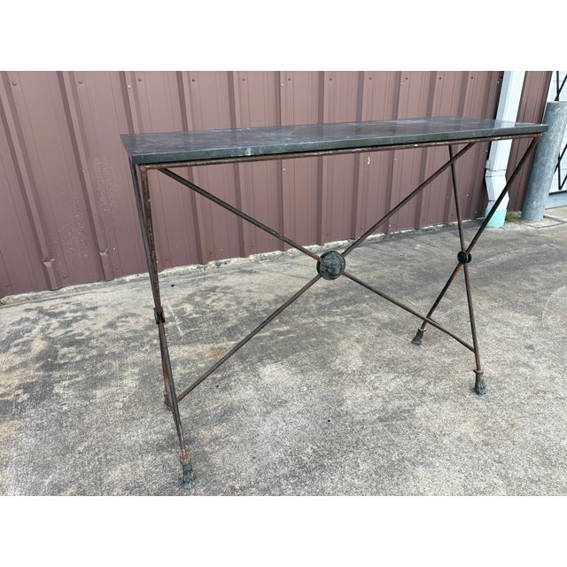 Pair of French Maison Bagues Neoclassical Style Wrought Iron Console Tables For Sale - Image 10 of 11