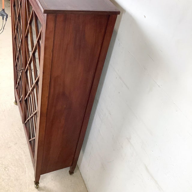 Edwardian Revival Mahogany Diamond Lattice Glazed Bookcase For Sale In Philadelphia - Image 6 of 18