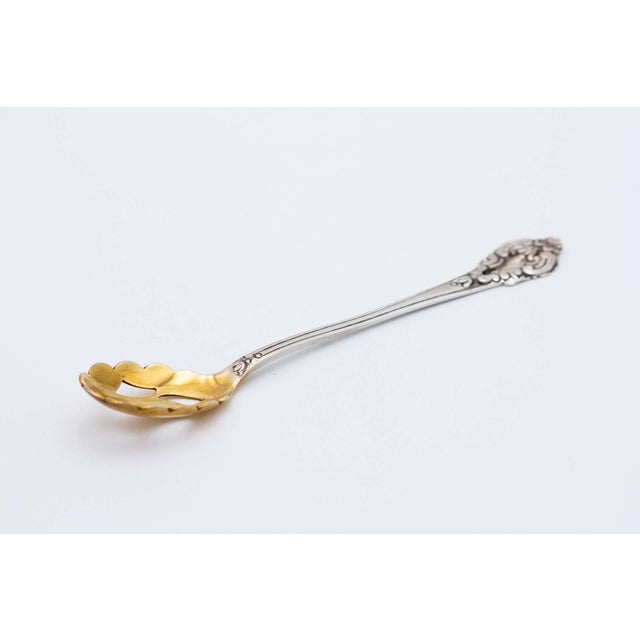 Olive Spoon with Embossed Silver Handle and Golden Shell For Sale - Image 4 of 4