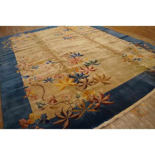 1930s Amazing Beige Background Color withSome Palmettes Asymmetric Patterns Antique Chinese Art Deco Rug For Sale - Image 5 of 10