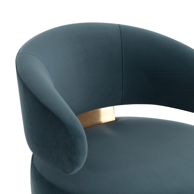 2020s Austin Dark Teal Velvet Swivel Chair For Sale - Image 5 of 7