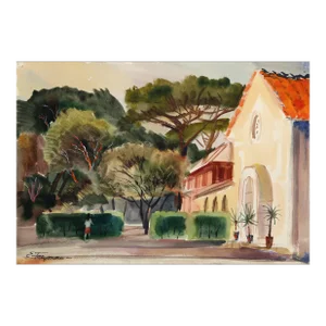 Italian Sketch 6, Erik Freyman Watercolor With Pastels on Paper, Signed in Pen