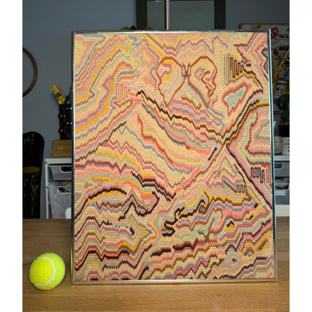 Vintage Mid Century Organic Modern Textile Art, Blush, Hot Pink & Brown For Sale - Image 4 of 12