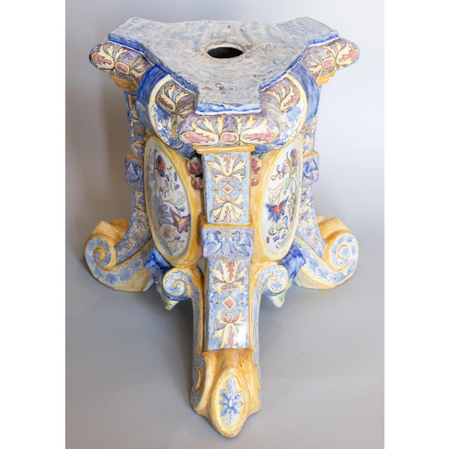 Mid 19th Century 19th Century Italian Majolica Jardiniere Planter on Pedestal Stand For Sale - Image 5 of 15