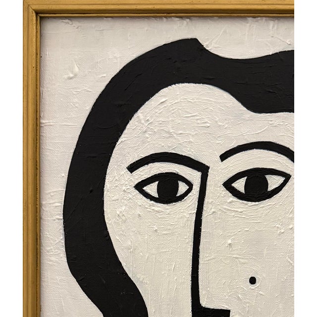 Contemporary Contemporary Original Black and White Framed Portrait Painting For Sale - Image 3 of 3