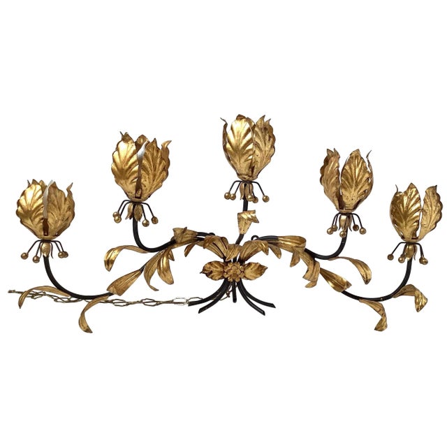 Gold Hollywood Regency Gilt Leaf Wall Light in the Style of Hans Kogl For Sale - Image 8 of 8