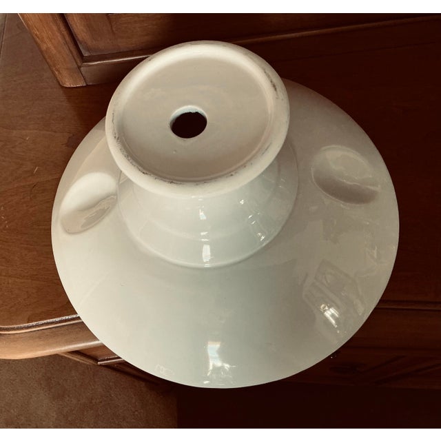 Ceramic Vintage White Pedestal Bowl With Embossed Relief Pine Cones For Sale - Image 7 of 11