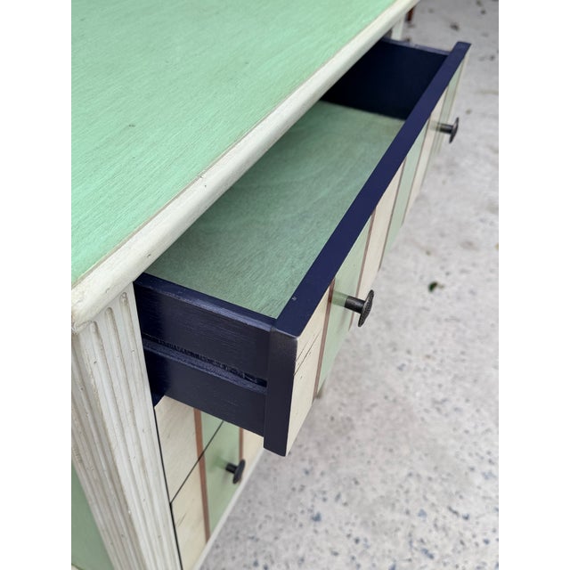 Small Green Stripe 3 Drawer Chest For Sale In Savannah - Image 6 of 10