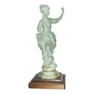 Biscuit Sculpture of Lady with Fruits Basket by Benacchio for Triade Capodimonte, Italy, 1970s For Sale