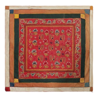 Vintage Indian Textile, Square Tapestry With Fabulous Bird Pictorials - Rug & Kilim For Sale