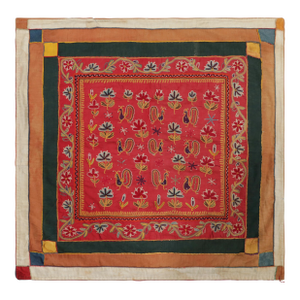 Vintage Indian Textile, Square Tapestry With Fabulous Bird Pictorials - Rug & Kilim