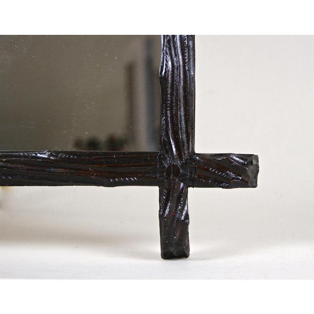 Black Black Forest Mirror with Oak Leaf Carvings, Austria, 1870s For Sale - Image 8 of 18