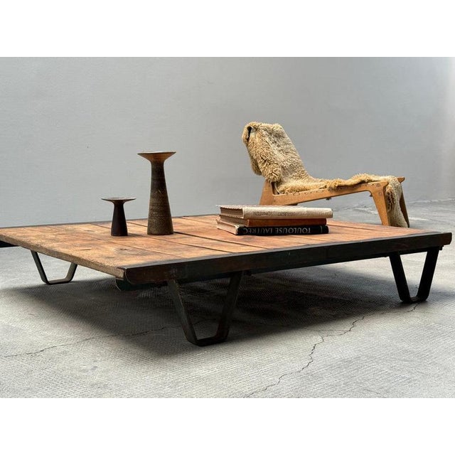 Vintage Industrial Palette Coffee Table in Wood and Steel, Germany, 1930s For Sale - Image 12 of 17