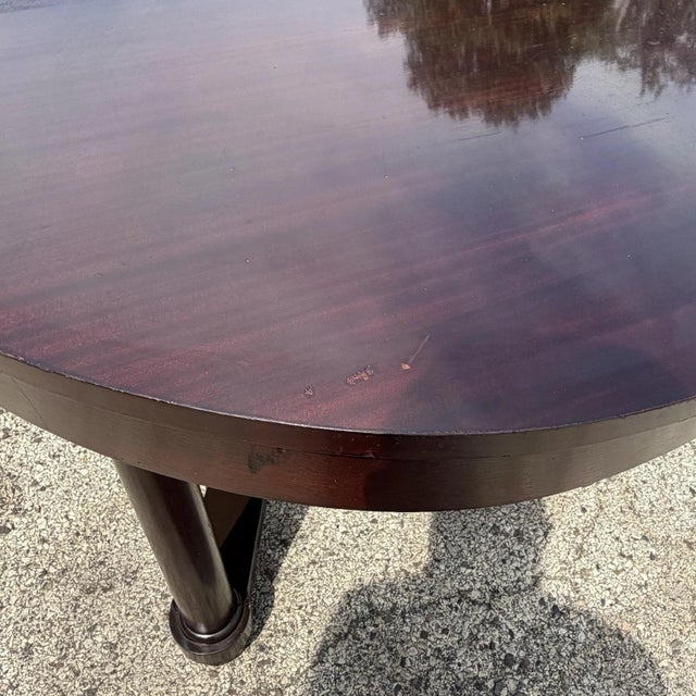 Wood Baker Barbara Barry Art Deco Style Oval 2 Leaf Extension Mahogany Dining Table For Sale - Image 7 of 18