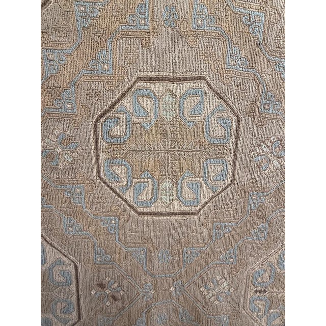Large Early 20th Century Faded Blue and Camel Soumak Kilim Rug For Sale - Image 4 of 11