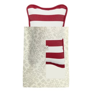 Outdoor Micro The Gift Cushion in Striped Red and White by Lorenza Briola for Lo Decor For Sale