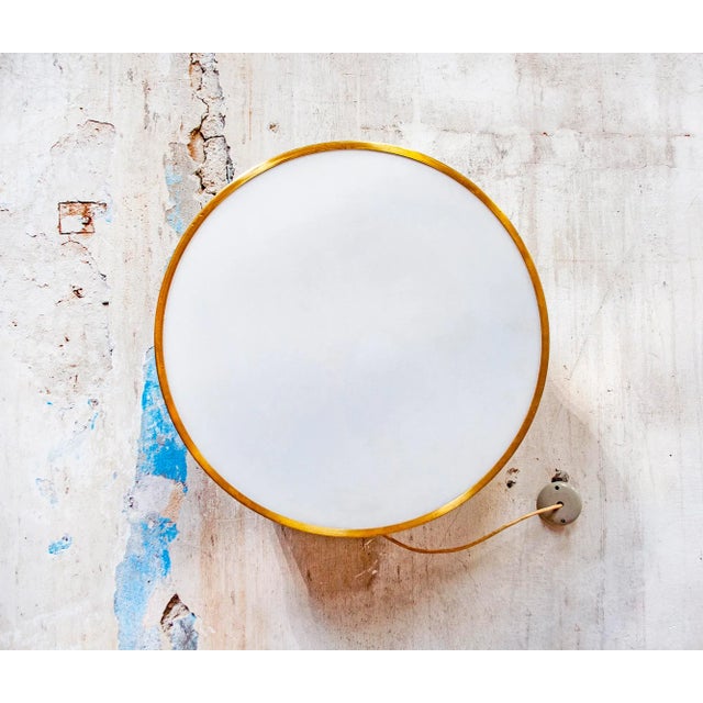 - Ceiling or wall of painted metal and frosted glass, brass details - Munkegaard Model - Designer Arne Jacobsen -...