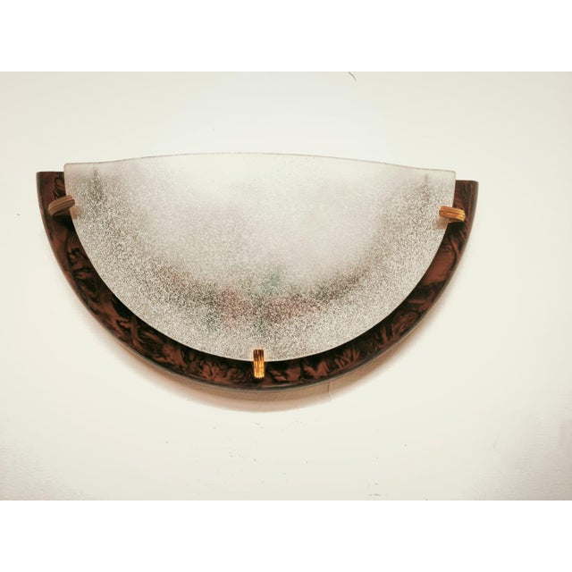 Black Wall Lamp in Briar Root with Decorated Glass, 1980s For Sale - Image 8 of 9