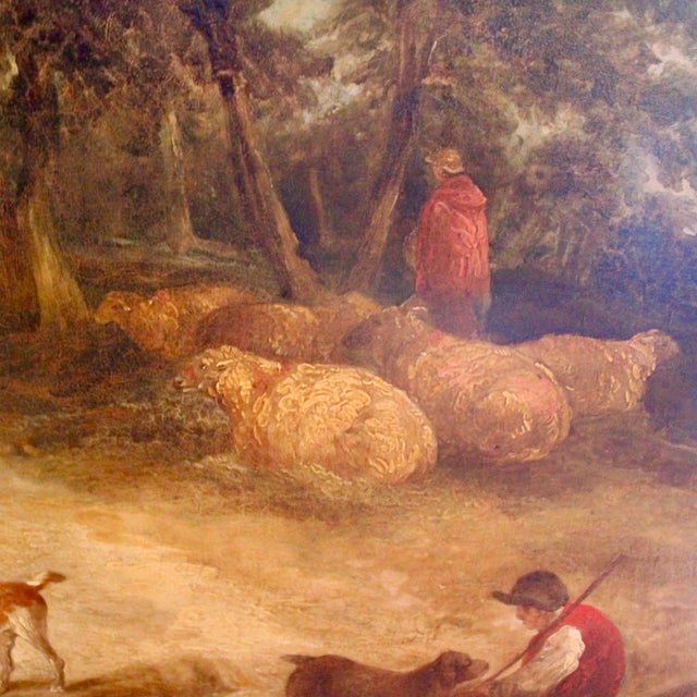 Textile “Evening at the Cottage” Large Oil on Canvas Attributed to George Morland For Sale - Image 7 of 17