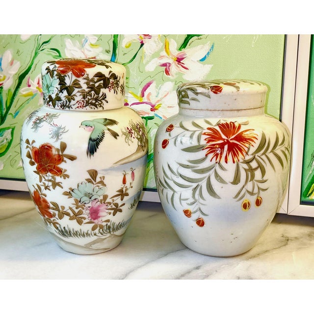 Chinese Mid Century Hand Painted Floral Lidded Jar For Sale - Image 3 of 14
