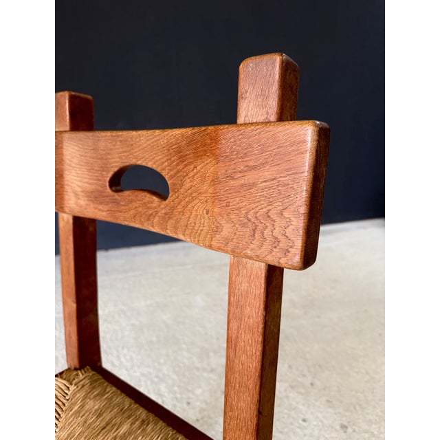 Brutalist Rustic Oak and Rush Dining Chair Set, Belgium, 1960s, Set of 6 For Sale - Image 16 of 18