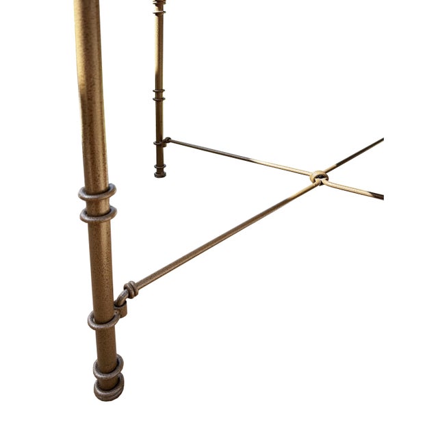 Alberto & Diego Giacometti Giacometti-Style Iron Game or Breakfast Table With Travertine Top For Sale - Image 4 of 5