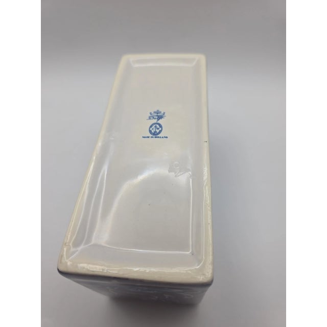 Delft Vintage MCM Delft Williamsburg Blue Flower Frog Vase For Sale - Image 4 of 6