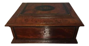 French Burl Walnut and Decorative Inlay Jewelry Box, 19th Century