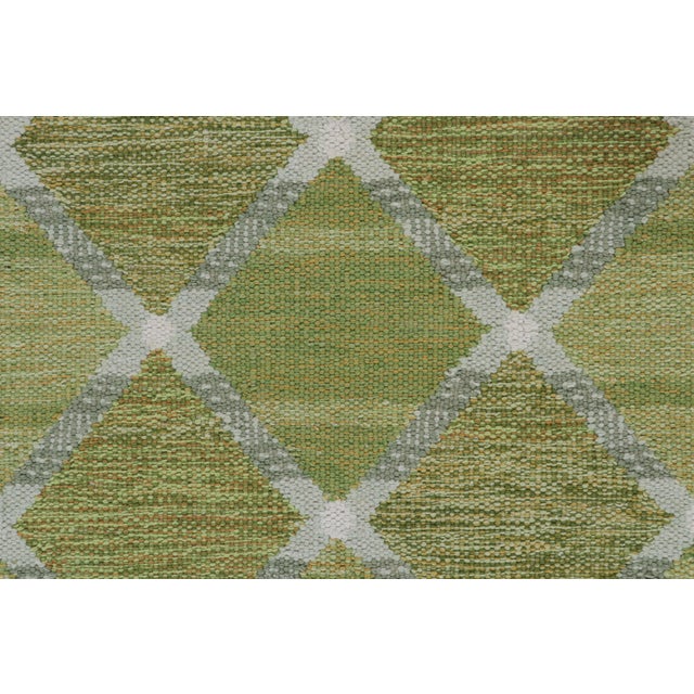 Rug & Kilim’s Scandinavian Style Custom Kilim in Green and Gray Lattice Pattern - 6x9 For Sale In New York - Image 6 of 7