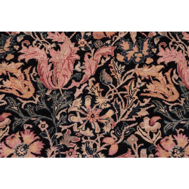 Shabby Chic 1990's Floral Pak-Persian Black/Red Wool Rug - 9'2'' X 11'10'' For Sale - Image 4 of 9