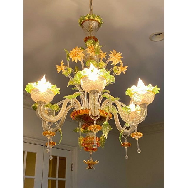1940s Hand Blown Murano Glass Chandelier For Sale - Image 4 of 11