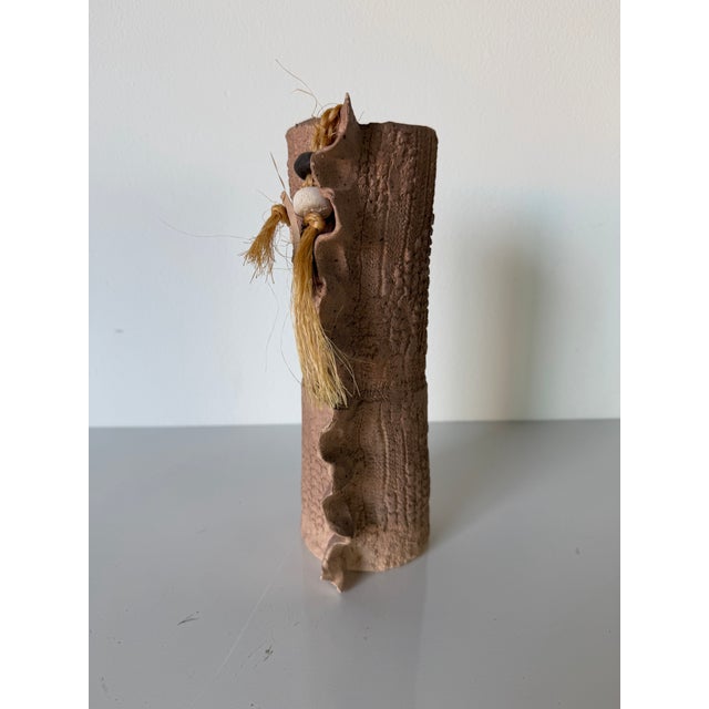 Vintage Tinta Organic Rustic Textured Handmade Studio Pottery Vase For Sale - Image 11 of 12