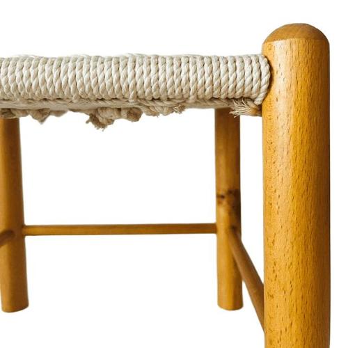 Mid-Century Danish Wooden Stool with Rope Seat, 1960s For Sale - Image 4 of 7