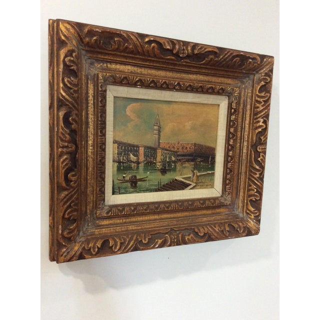 Gorgeous, detailed oil painting depicting a scene on the Grand Canal looking at the Palazzo Ducale, Campanile & San Marco...