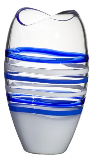 Large Ellisse Vase in Blue and White by Carlo Moretti