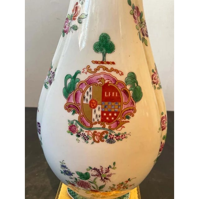 1940s Armorial Samson Porcelain Lamps on Gilt Bronze Bases - a Pair For Sale - Image 4 of 12
