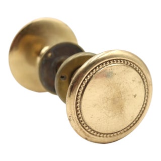 Traditional Cast Brass 3 In. Beaded Door Knob Set For Sale